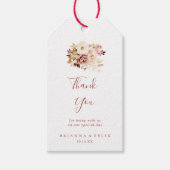 Kalligrafie sierlijke bloemenbruiloft dank u cadeaulabel (Voorkant)