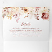 Kalligrafie sierlijke bloemenbruiloft drieluik uitnodiging (Binnenzijde eerst)