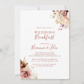 Kalligrafie sierlijke bloemenbruiloft ontbijt kaart (Voorkant)