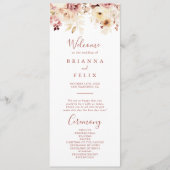 Kalligrafie sierlijke bloemenbruiloft programma programmakaart (Voorkant)