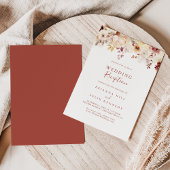 Kalligrafie sierlijke bloemenbruiloft receptie kaart