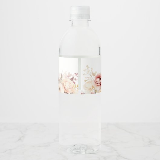 Kalligrafie sierlijke bloemenbruiloft waterfles etiket (Achterkant)