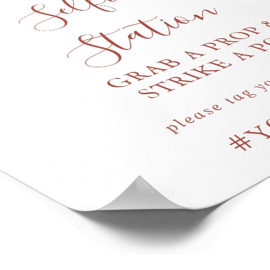 Kalligrafie sierlijke bloemenselfie station teken poster (Hoek)