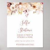 Kalligrafie sierlijke bloemenselfie station teken poster (Voorkant)