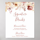 Kalligrafie sierlijke bloemensignatuur Drinken tek Poster (Voorkant)