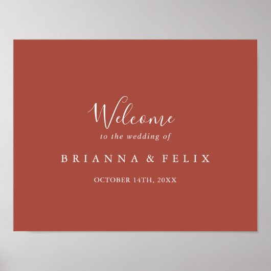 Kalligrafie sierlijke bruiloft welkomstteken poster (Voorkant)