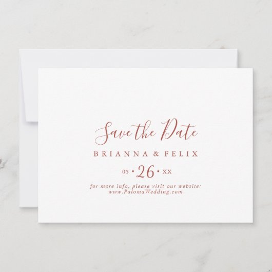 Kalligrafie sierlijke horizontale bruiloft save the date (Voorkant)