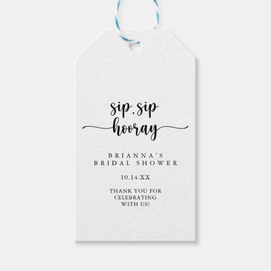 Kalligrafie Sip Hooray Vrijgezellenfeest Cadeaulabel (Voorkant)