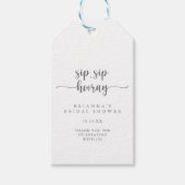 Kalligrafie Sip Silver Hooray Vrijgezellenfeest Cadeaulabel (Voorkant)