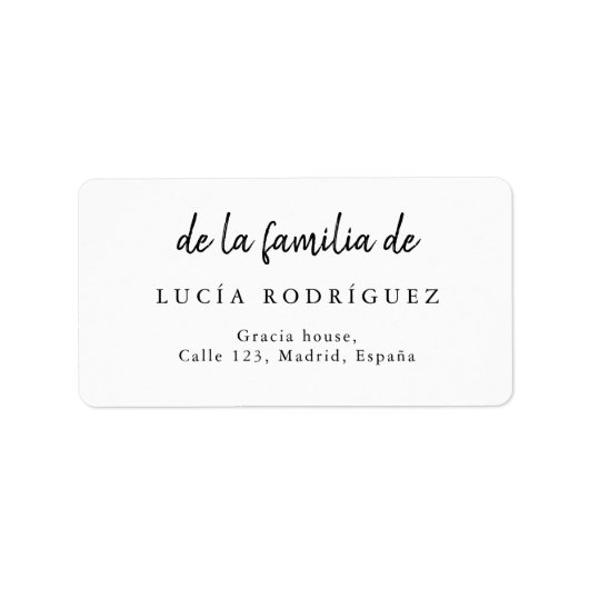 Kalligrafie Spaans begrafenis retour adres label (Voorkant)