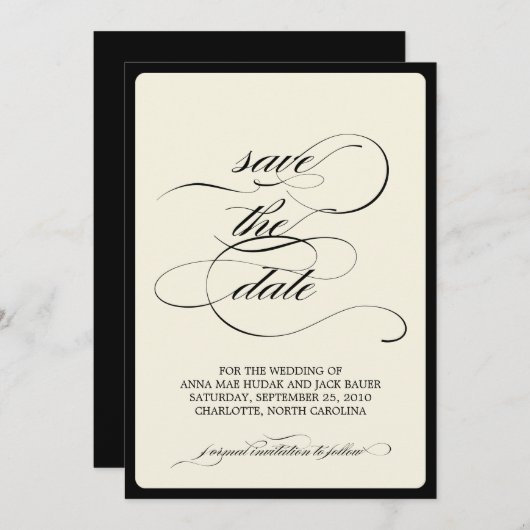 {kalligrafie} sparen de datum save the date (Voorkant / Achterkant)