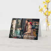 Kalligrafie Star Merry Christmas Paar Fotovouw Kaart (Gele Bloem)