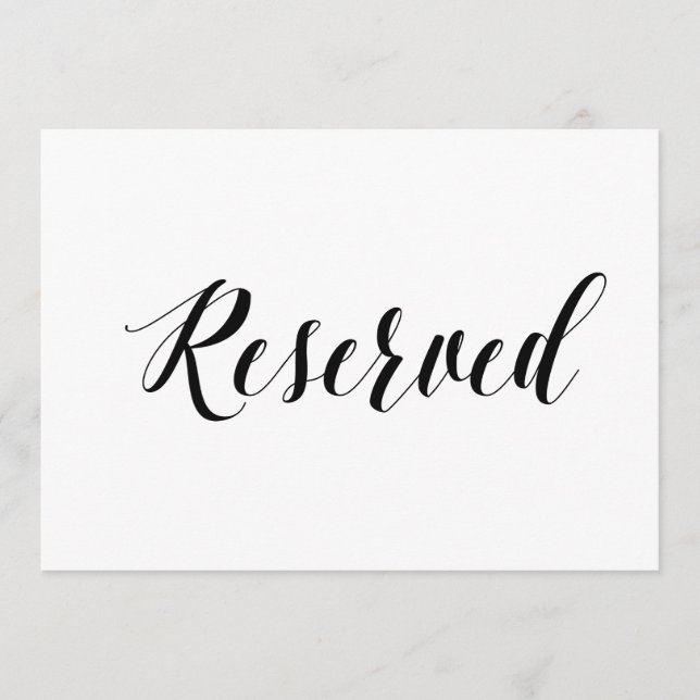 Kalligrafie Stijl "Gereserveerd" Trouwbord (Voorkant)