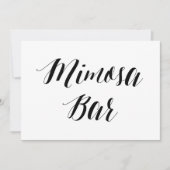 Kalligrafie Stijl "Mimosa Bar" Trouwbord Kaart (Voorkant)