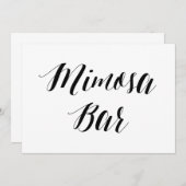 Kalligrafie Stijl "Mimosa Bar" Trouwbord Kaart (Voorkant / Achterkant)