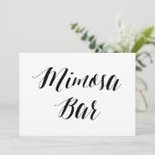 Kalligrafie Stijl "Mimosa Bar" Trouwkaart Kaart (Staand voorkant)