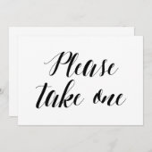 Kalligrafie Stijl "Neem er een" Trouwbord Kaart (Voorkant / Achterkant)