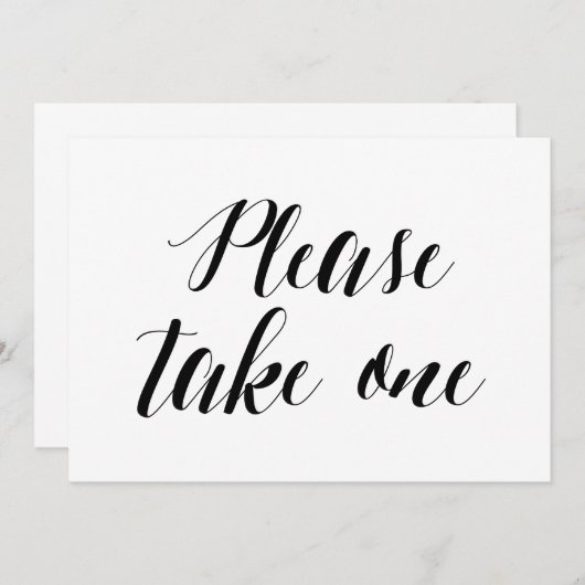 Kalligrafie Stijl "Neem er een" Trouwbord Kaart (Voorkant / Achterkant)