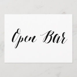 Kalligrafie Stijl "Open Bar" Trouwbord Kaart