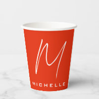 Kalligrafie stijlvol rood wit monogram jouw naam