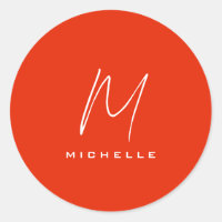 Kalligrafie stijlvol rood wit monogram jouw naam