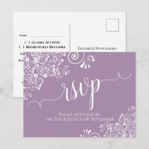 Kalligrafie Stof Lichtpaarse Huwelijks RSVP Briefkaart