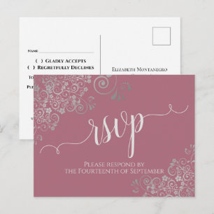 Kalligrafie Stof Roze Trouw RSVP Briefkaart
