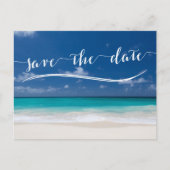 Kalligrafie Strand Save The Date-ansichtkaarten Aankondigingskaart (Voorkant)