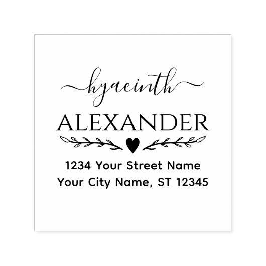 Kalligrafie Swash Typografie Naam Adres Zelfinktende Stempel (Design)