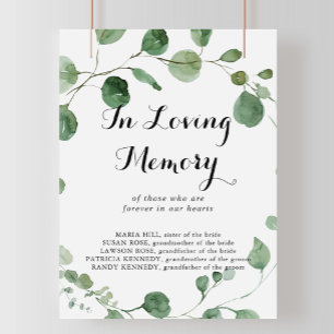 Kalligrafie Ter Lieve Herinnering Eucalyptus Bord Poster