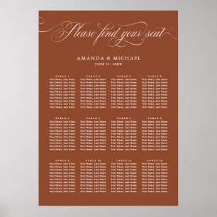 Kalligrafie Terracotta bruiloft Zitting Grafiek Poster