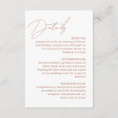 Kalligrafie Terracotta Details QR Code Huwelijk Informatiekaartje (Voorkant)