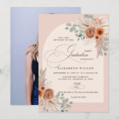 Kalligrafie Terracotta Pampas Foto Afstuderen Kaart (Voorkant / Achterkant)