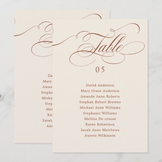 Kalligrafie tijdloze Terracotta Zitting Grafiek Ka Kaart (Voorkant / Achterkant)