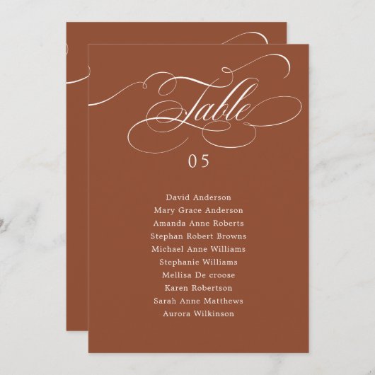 Kalligrafie tijdloze Terracotta Zitting Grafiek Ka Kaart (Voorkant / Achterkant)