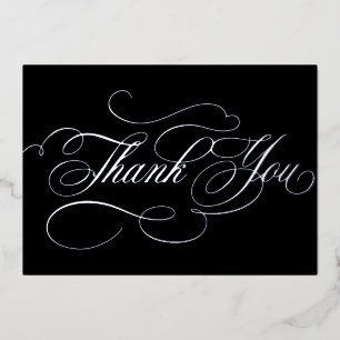 Kalligrafie tijdloze Zilveren bruiloft Dank u kaar Folie Uitnodiging