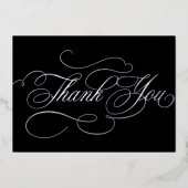 Kalligrafie tijdloze Zilveren bruiloft Dank u kaar Folie Uitnodiging (Voorkant)