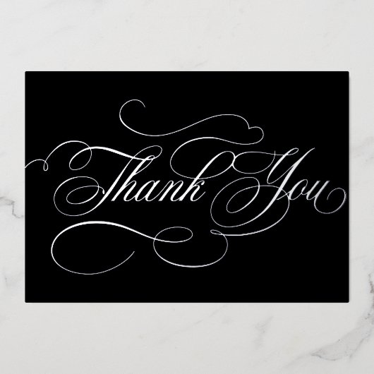 Kalligrafie tijdloze Zilveren bruiloft Dank u kaar Folie Uitnodiging (Voorkant)