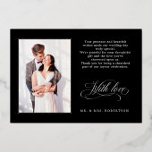 Kalligrafie tijdloze Zilveren bruiloft Dank u kaar Folie Uitnodiging (Achterkant)