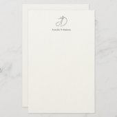 Kalligrafie trendy klassiek monogram briefpapier (Voorkant / Achterkant)