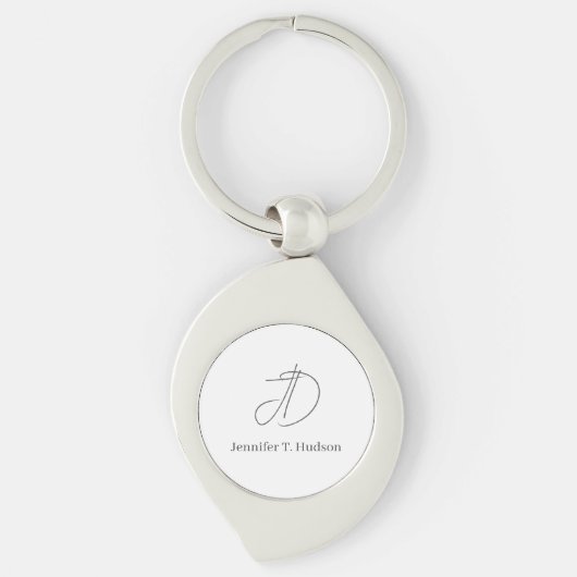 Kalligrafie trendy klassiek monogram  sleutelhanger (Voorkant)