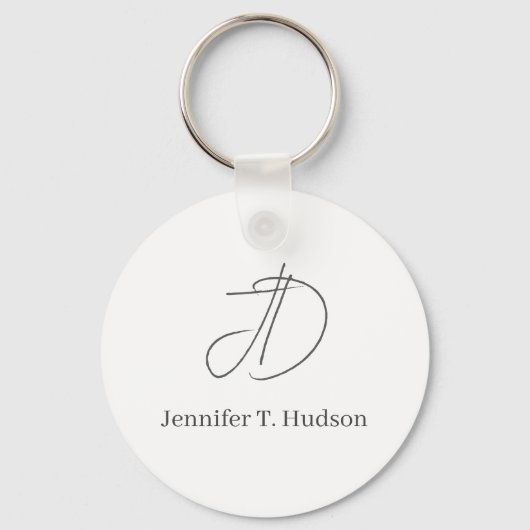 Kalligrafie trendy klassiek monogram sleutelhanger (Voorkant)