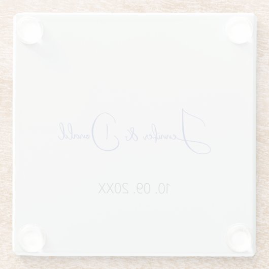 Kalligrafie trendy klassiek schrift gewoon persoon glazen onderzetter (Achterkant)