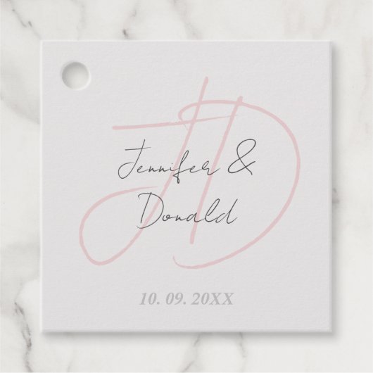 Kalligrafie trendy klassiek schrift monogram bedankjes labels (Voorkant)