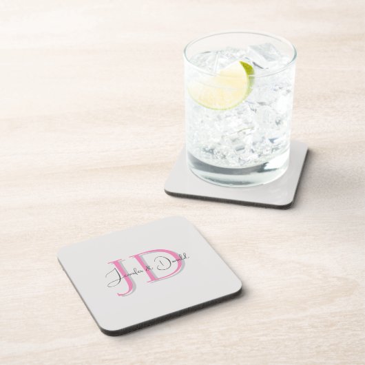 Kalligrafie trendy klassiek schrift monogram bier onderzetter (Rechterzijde)