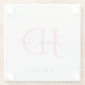 Kalligrafie trendy klassiek schrift monogram glazen onderzetter (Achterkant)