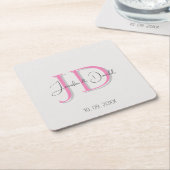 Kalligrafie trendy klassiek schrift monogram kartonnen onderzetters (Schuin)