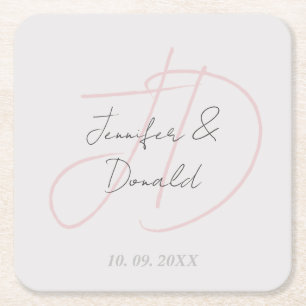 Kalligrafie trendy klassiek schrift monogram kartonnen onderzetters