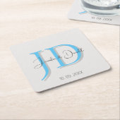 Kalligrafie trendy klassiek schrift monogram kartonnen onderzetters (Schuin)