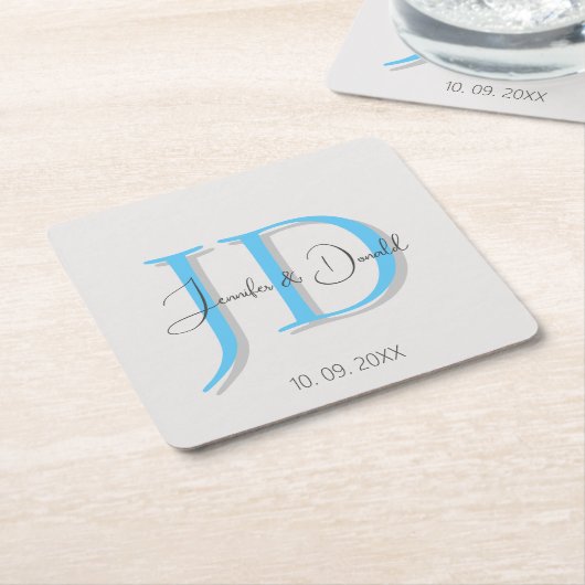 Kalligrafie trendy klassiek schrift monogram kartonnen onderzetters (Schuin)